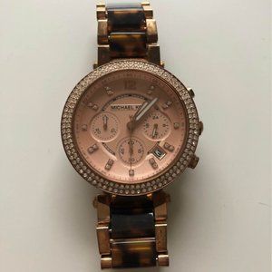 Michael Kors Rose Gold Tortoise Shell Link Watch